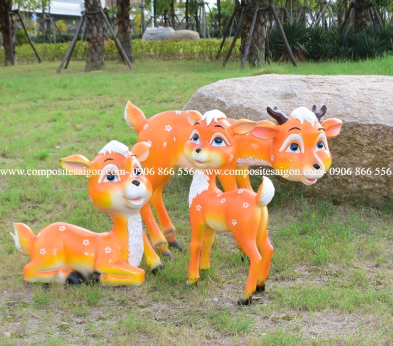 san xuat mo hinh bang nhua composite 1 9793 - Mô hình hoạt hình chú nai dễ thương cho sân vườn công viên cao 800mm và 1200mm